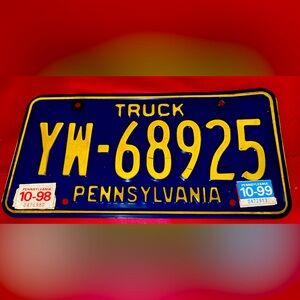 Pennsylvania 10/98-10/99 Truck License Plate. YW-68925